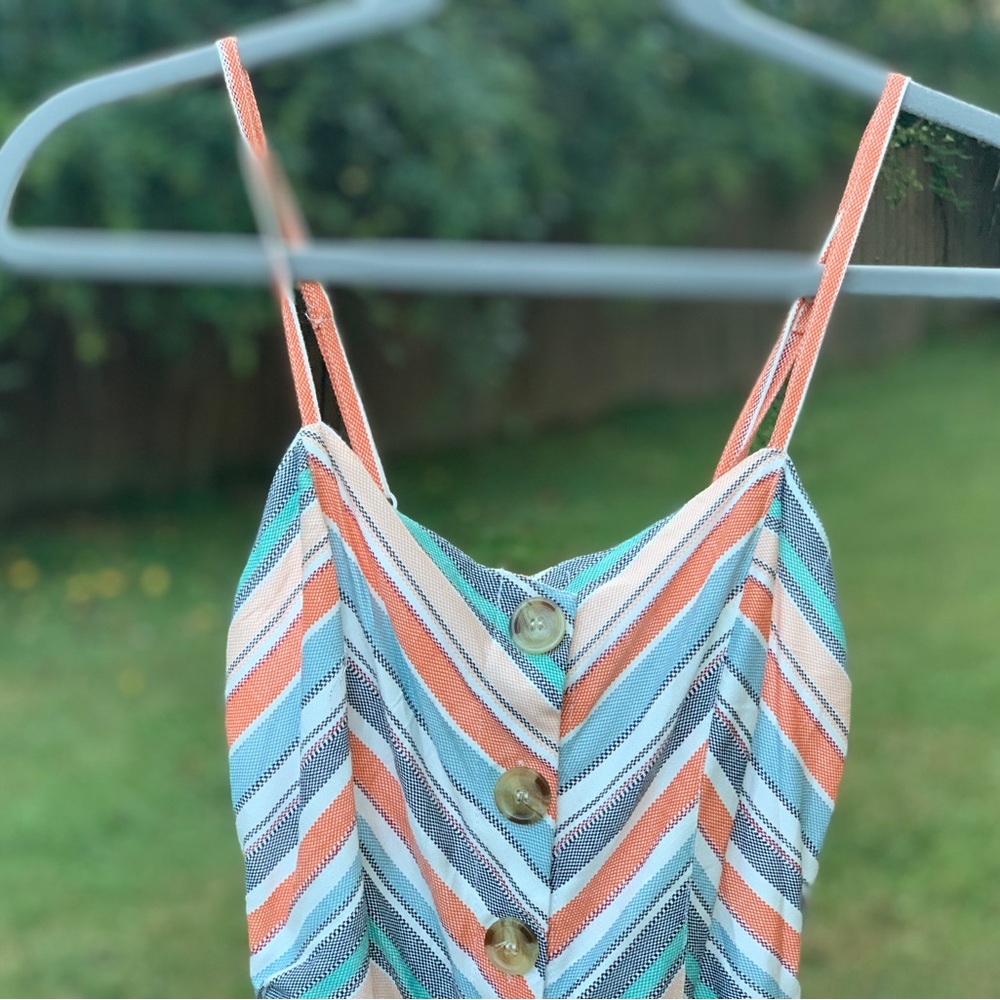 Style Envy Rayon Fit & Flare Button Front Multicolor Striped Tank NWT Size XS 🌷